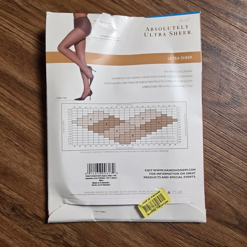 Hanes Absolutely Ultra Sheer Pantyhose Control Top Sheer Toe B Barely Black NWT